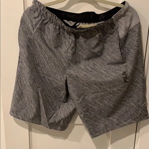 Heather Grey and Black Fila Performance Shorts